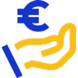 hand holding euro symbol icon