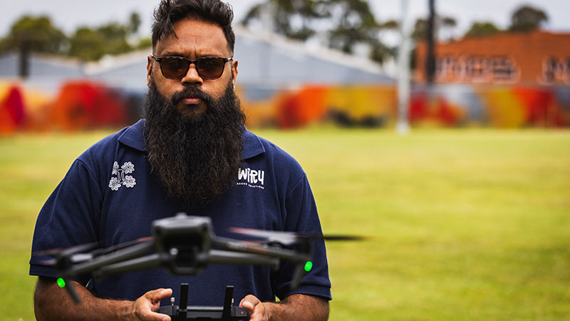 Chris Warrior of Wiru Drones flying a drone